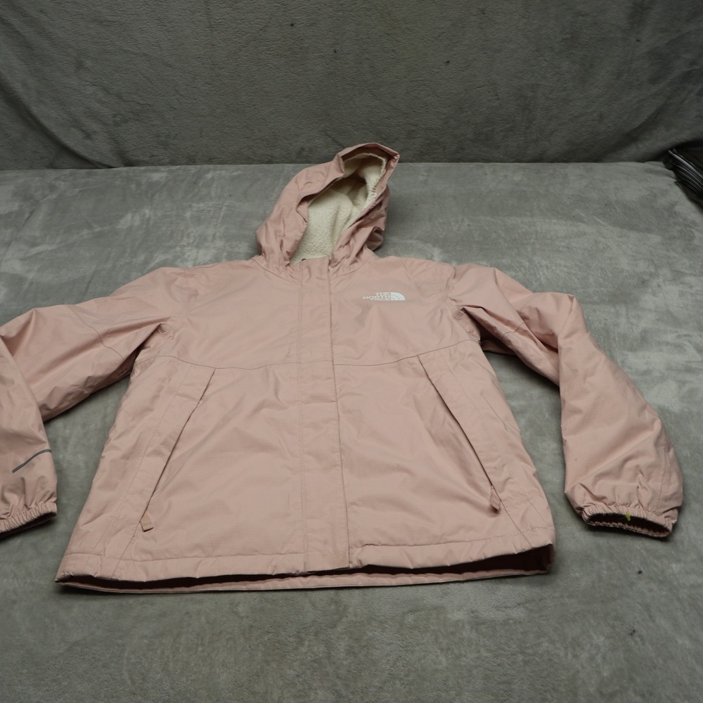North Face Jacket Girls Large 12 Pink Warm Antora Rain Hooded Waterproof Hiking
